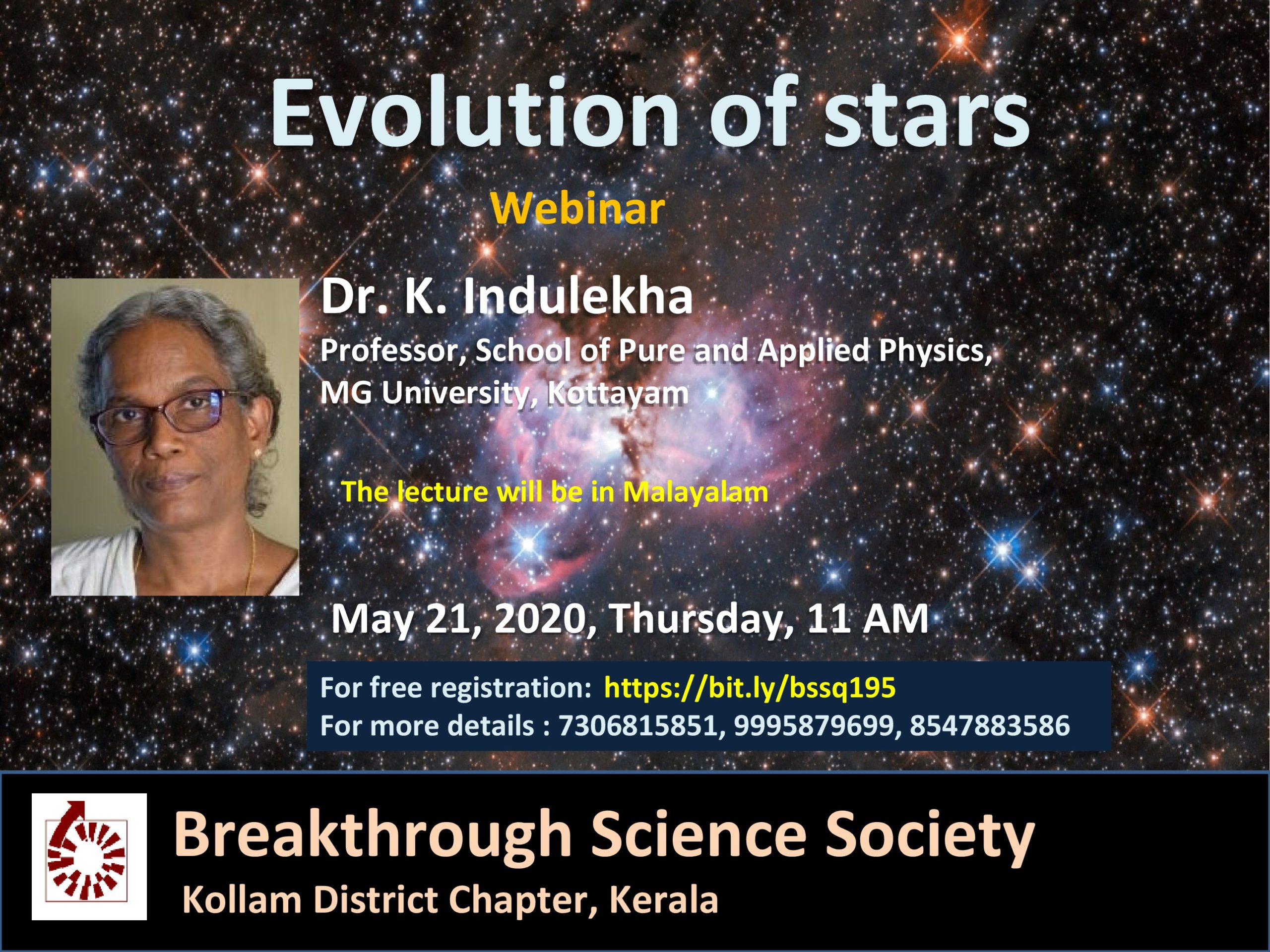Webinar: ‘Evolution of stars’ organised by BSS, Kollam chapter, Kerala
