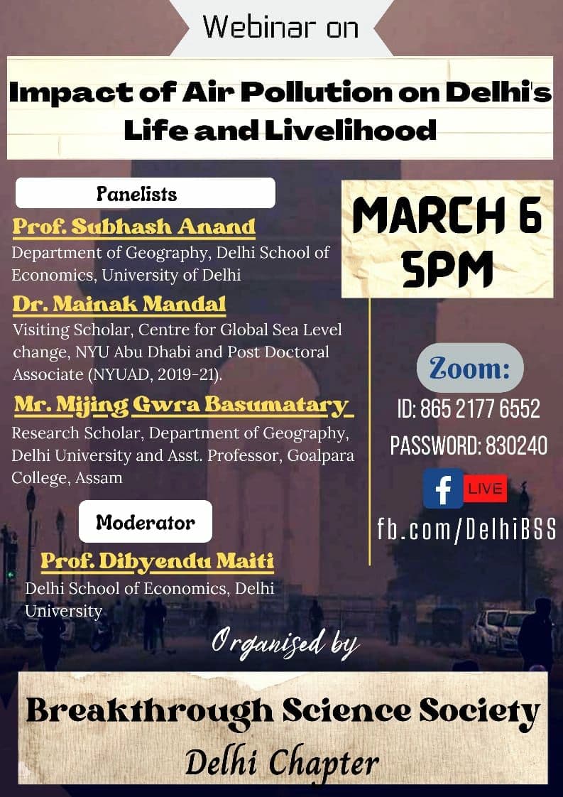 Webinar: Impact of Air Pollution on Delhi’s Life and Livelihood